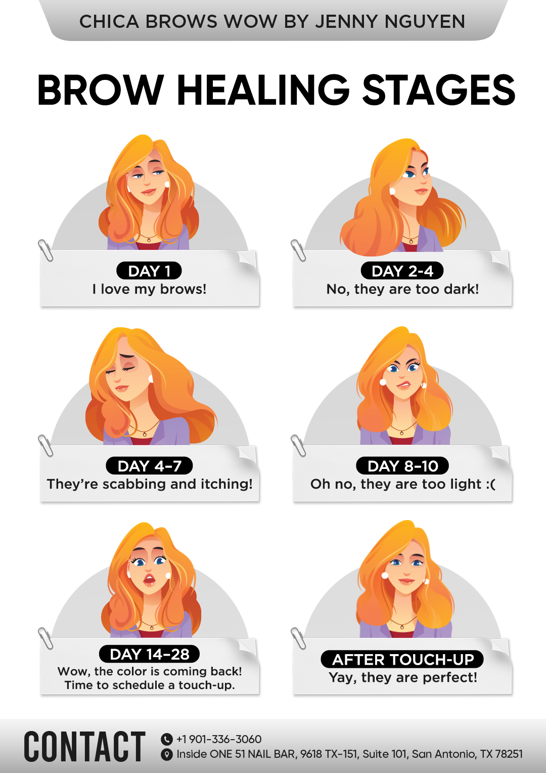 Brow Healing Stages - Day 1 to After Touch-up